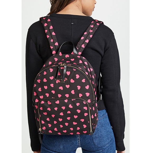 ❤️KATE SPADE! Nylon Midnight HEARTS Backpack - Picture 8 of 11